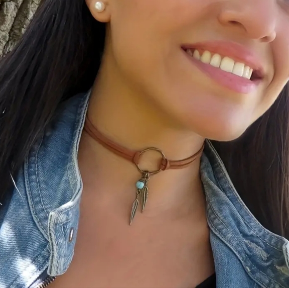 Velvet Turquoise Choker - Picture 2 of 3